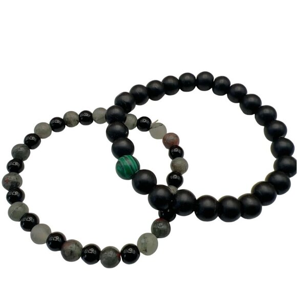 Elegant Black Glass Bead Necklace & Stone Bracelets Set.  C4 - Picture 13 of 13